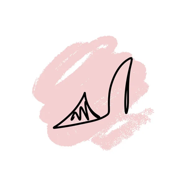 Hand Drawn Beautiful Leather Woman Shoe High Heel Fashion Illustration — Stockový vektor