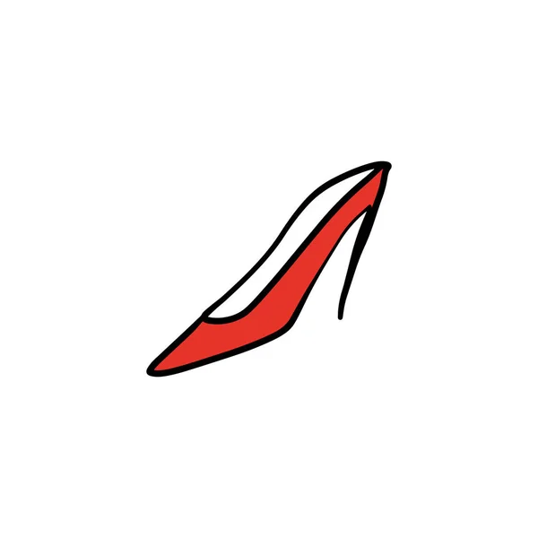 Рука Намальована Красивою Червоною Шкірою Жіноче Взуття Високим Каблуком Модна — стоковий вектор