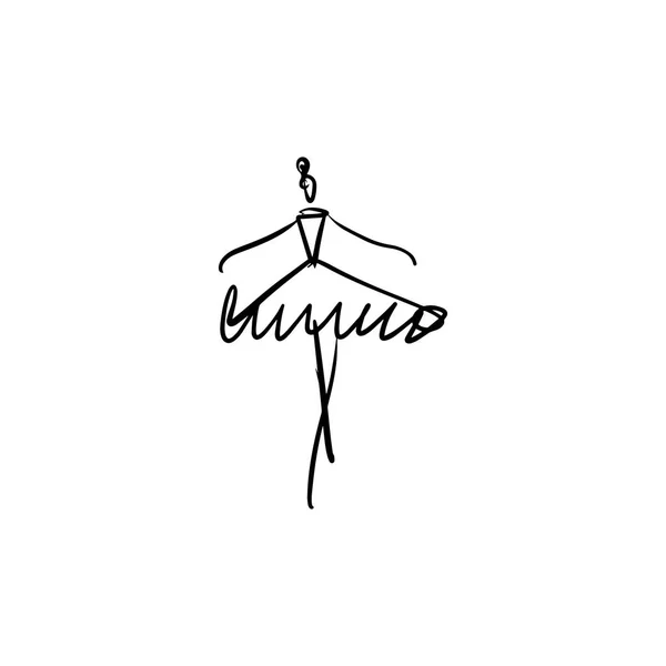 Vector Line Silhouette Elegant Ballerina Dancer Icon Logo Template Label — Wektor stockowy