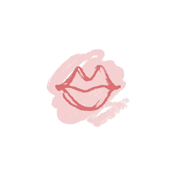 Lèvres Abstraites Dessinées Main Lignes Pinceau Symbole Mode Logo Élément — Image vectorielle