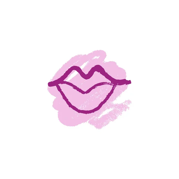 Labios Dibujados Mano Abstractos Líneas Pincel Símbolo Moda Logo Elemento — Archivo Imágenes Vectoriales