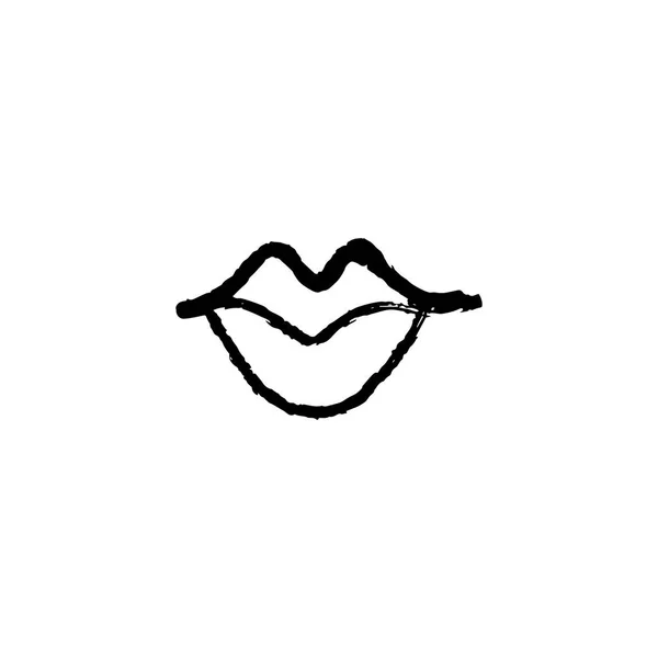 Abstract Hand Drawn Lips Brush Lines Fashion Symbol Logo Element — Stockvector