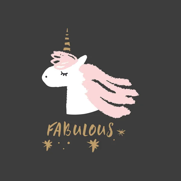 Lindo Unicornio Cabeza Fabuloso Cuento Hadas Caballo Pony Hembra Magia — Archivo Imágenes Vectoriales