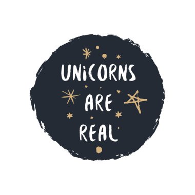 Vektör el teklif, yazılı ifade yazı. Tek boynuzlu at gerçek metin olur. Poster, kartpostal, t-shirt için şık yazıt. Vektör çizim