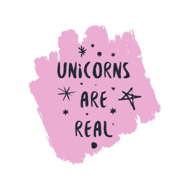 Vektör el teklif, yazılı ifade yazı. Tek boynuzlu at gerçek metin olur. Poster, kartpostal, t-shirt için şık yazıt. Vektör çizim