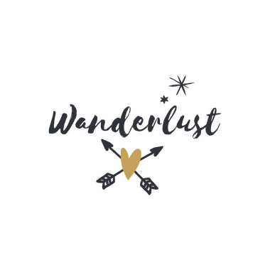 Vektör el çekilmiş tarzı yazı, şirin yazı kartpostal, poster ve etiket. Yolculuk tutkusu metin. Vektör çizim, etiket, evrensel Yazdır 