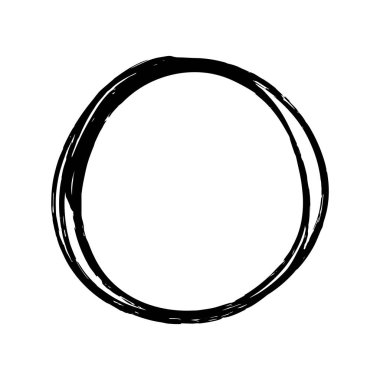 Siyah mürekkep Fırça kontur beyaz arka plan üzerinde izole yuvarlak. Grunge daire leke. Vektör çizim