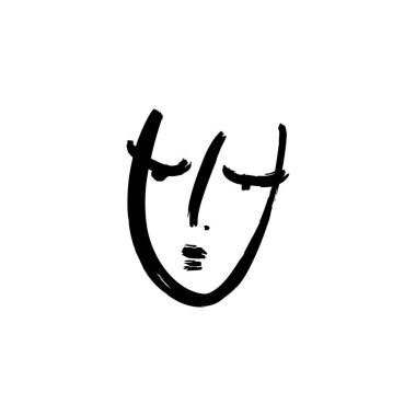 Line art glamour woman face portrait. Print for clothes, textile and other. Vector illustration