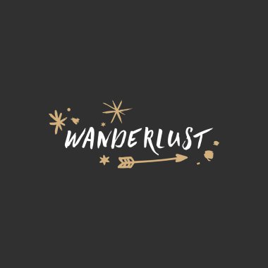 Vektör el çekilmiş tarzı yazı, şirin yazı kartpostal, poster ve etiket. Yolculuk tutkusu metin. Vektör çizim, etiket, evrensel Yazdır 