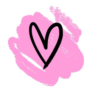 El çekilmiş heartwith pembe suluboya öğesi. Fırça, mürekkep. Dekor öğesi. Sevgililer günü kartı, model öğe ve aşk sembolü. Vektör çizim