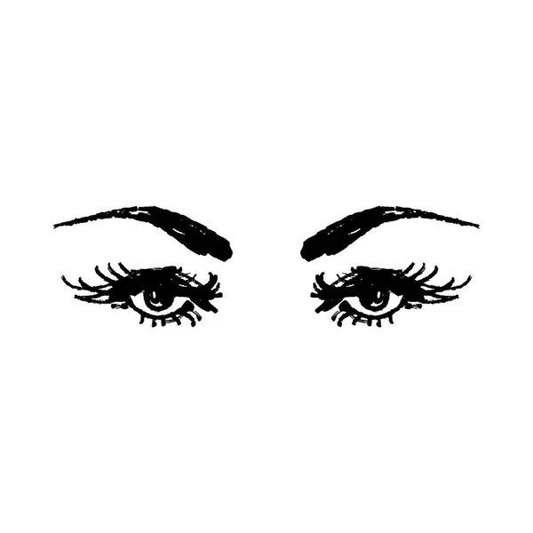 Logo Yeux Cils Art Dessiné Main Stylisé Illustration Vectorielle Abstraite — Image vectorielle