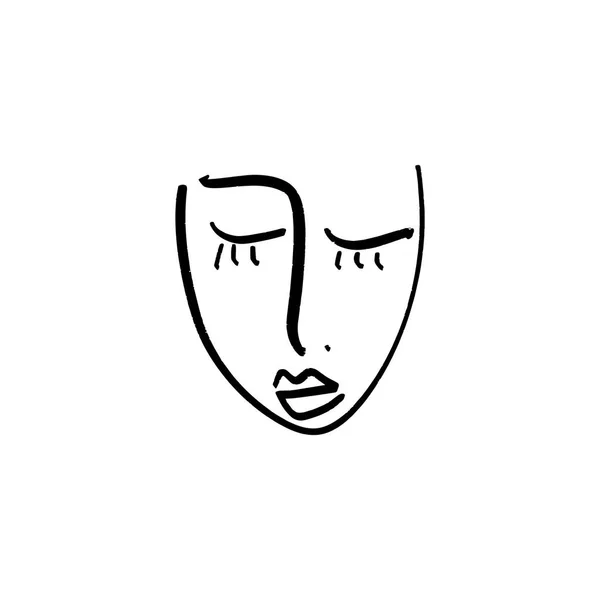 Line art glamour woman face portrait. Print for clothes, textile and other. Vector illustration