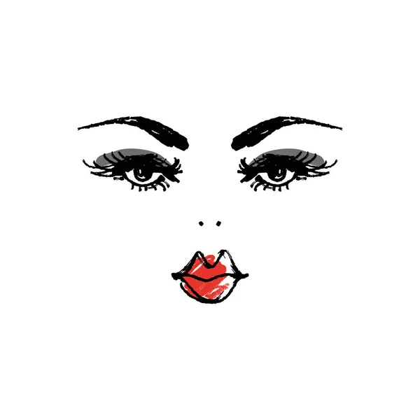 Line art glamour woman face portrait. Print for clothes, textile and other. Vector illustration