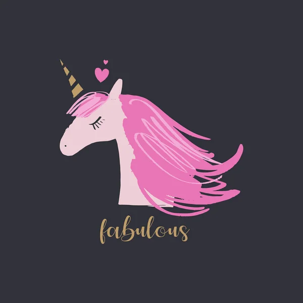 Lindo Unicornio Cabeza Fabuloso Cuento Hadas Caballo Pony Hembra Magia — Vector de stock