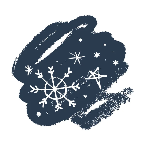Snowflakes Winter Theme Simple Brush Sketch Illustration Isolated White Background — Stok Vektör
