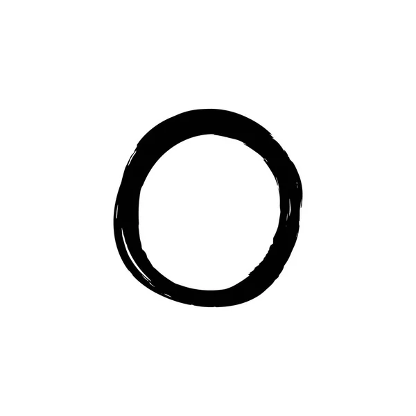 Schwarzer Pinsel Mit Rundstrich Isoliert Auf Weißem Hintergrund Grunge Circle — Stockvektor
