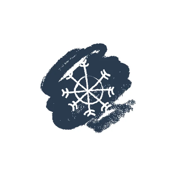 Snowflake Hand Drawn Blå Ikon Logotyp Mall Vinter Tema Enkel — Stock vektor