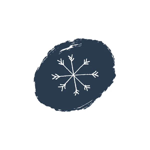 Kar Tanesi Mavi Simge Logo Şablonu Çizilmiş Kış Teması Beyaz — Stok Vektör