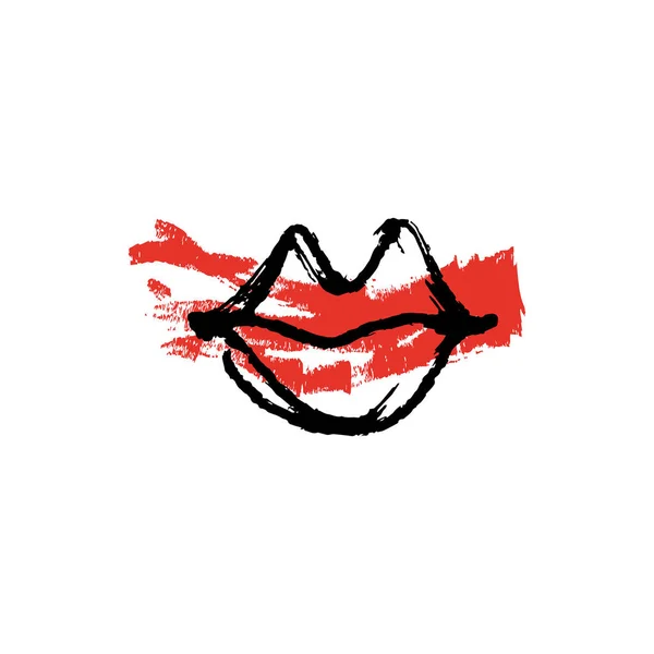 Symbole Lèvres Dessiné Main Vectoriel Modèle Élément Logo Style Lignes — Image vectorielle