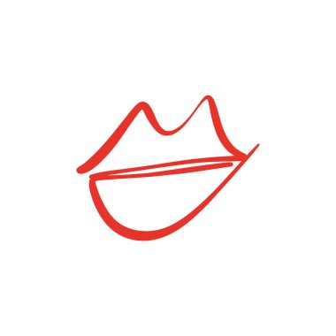 Vektör el çekilmiş dudaklar simgesi. Resim, etiket, giyim için baskı ve diğer, öğe için tasarım ve diğer