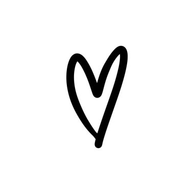 Elle çizilmiş kalp. Fırça, mürekkep. Dekor öğesi. Sevgililer günü kartı sembolü, model öğe ve sevgi simgesi. Vektör, küçük resim