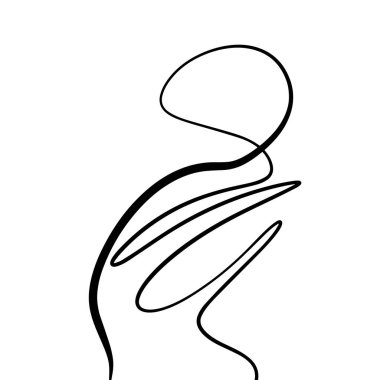 Vektör soyut el Siyah mürekkep şekli çekilmiş. Posterler, kartpostallar, t-shirtler için iyi ve diğer. Modern tarz. Beyaz arka plan üzerinde izole.