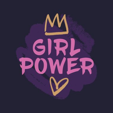 Kız güç vektör kartı. Kadın motivasyonel sloganı, teklif. Yazıt kupalar, t-shirtler, Notebook, posterler ve kartpostallar