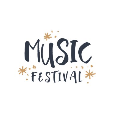 Müzik Festivali vektör kartpostal öğesi, stil yazı tipi yazı. Afiş, kartpostallar ve daha fazlası için öğeleri el çekilmiş