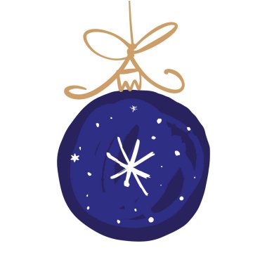 Elle çizilmiş vektör Christmas illüstrasyon oyuncak top kar taneleri ile. Kupalar, t-shirtler, dizüstü bilgisayarlar, posterler, afişler, kartpostallar sosyal medya mesaj için iyi.