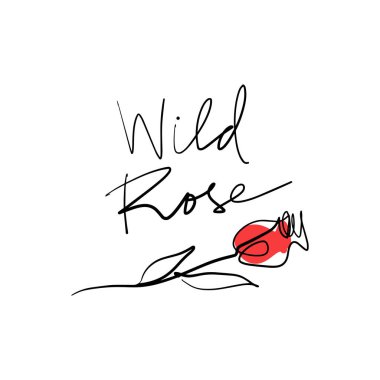 Bir satır şık moda çizim yükseldi. Sürekli çizgi çiçek siluet, Eps Illustrator resmini vektör.