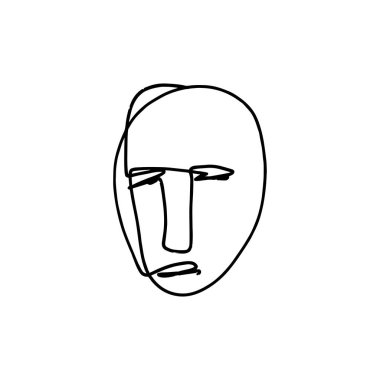 Soyut sürekli bir çizgi çizme, insan yüzü. Modern tarzda portre. Vektör çizim.