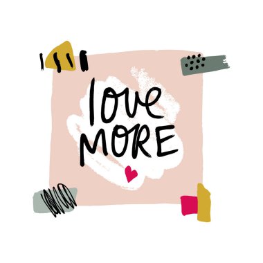 İşaret sevgi daha fazla, kağıt kesme stil, izole dekor öğeleri yazı el yazısı. Vektör çizim, clipart. İyi Kupalar, t-shirtler, Notebook, posterler ve kartpostallar.
