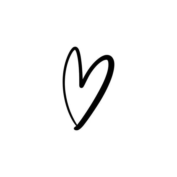 Elle Çizilmiş Kalp Fırça Mürekkep Dekor Öğesi Sevgililer Günü Kartı — Stok Vektör