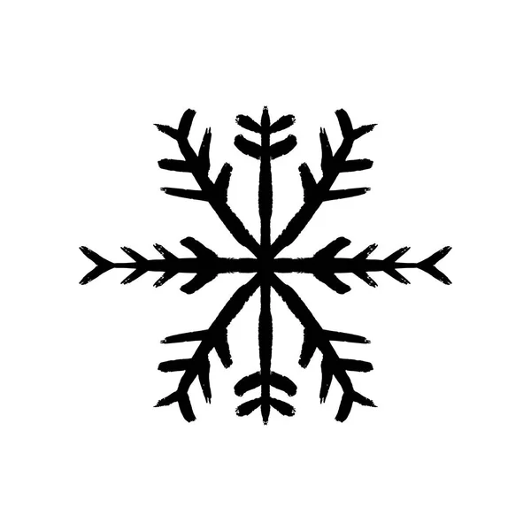 Kar Tanesi Çizilmiş Vektör Simgesi Logo Şablonu Kış Tema Basit — Stok Vektör