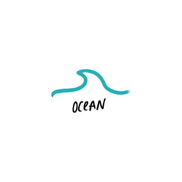 Ilustración Vectorial Vintage Hipster Dibujado Mano Logotipo Surf Océano Con — Vector de stock