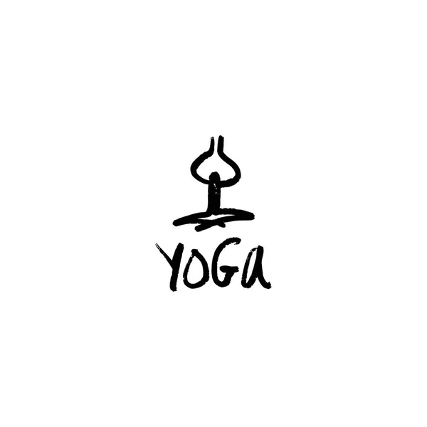 Vektor Håndskrift Skitseformet Yoga Logo Livsstil Fitness Koncept Illustration Til – Stock-vektor