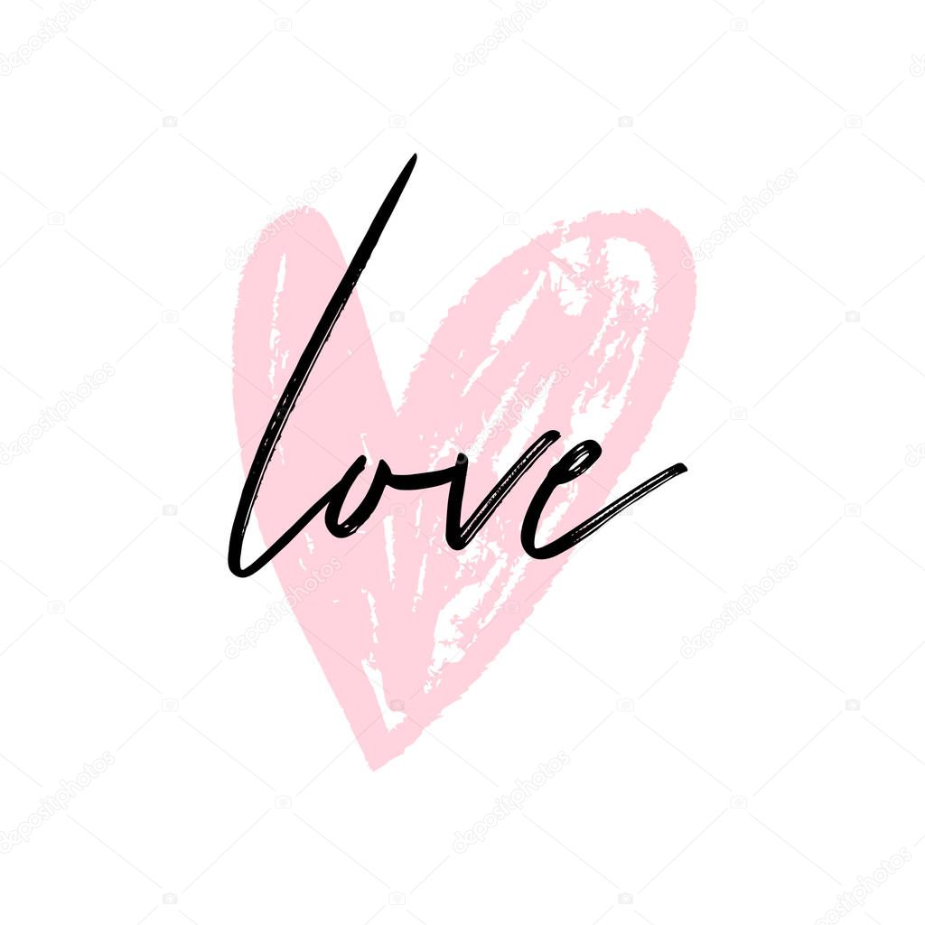 Love boho handmade card. Valentine's day congratulation card, poster, banner, t-shirt, other clothes and more. Isolated vector EPS.