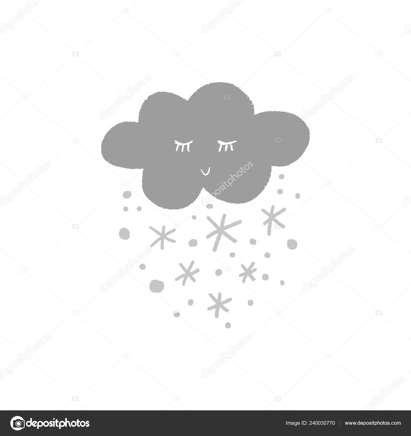 かわいい雲文字ベクトル図 冬の概念 雪セット ストックベクター かわいい雲文字ベクトル図 冬の概念 雪セット ストックベクター