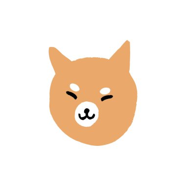 Soyut düz tasarım vektör shiba Inu köpek, köpek yavrusu yüz illüstrasyon.