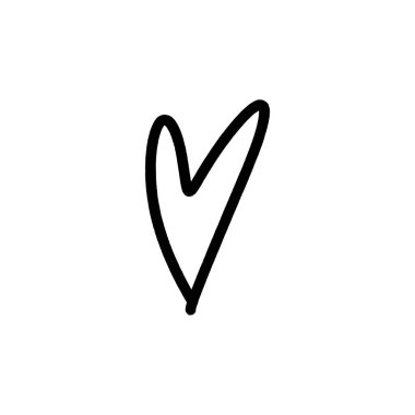 Satır kalp illüstrasyon vektör el çekilmiş. Aşk sembolü. Logo, etiket, amblem, afiş ve diğer için dekor ögesi.