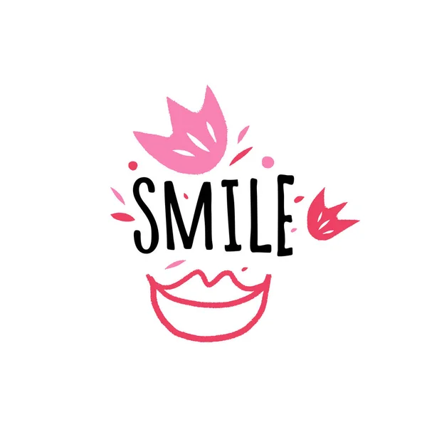 Χαμόγελο Κάρτα Απόσπασμα Κειμένου Ροζ Χείλη Σύμβολο Σετ Elememts Ντεκόρ — Διανυσματικό Αρχείο