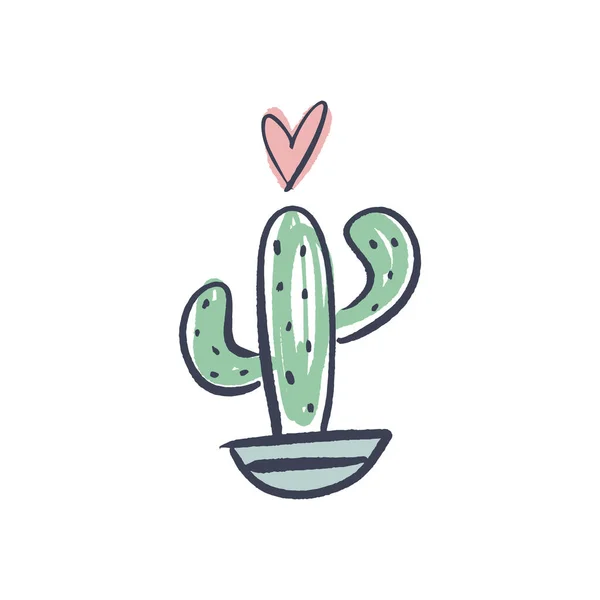Lindo Cactus Boho Dibujado Mano Ilustración Vectores Garabatos — Archivo Imágenes Vectoriales