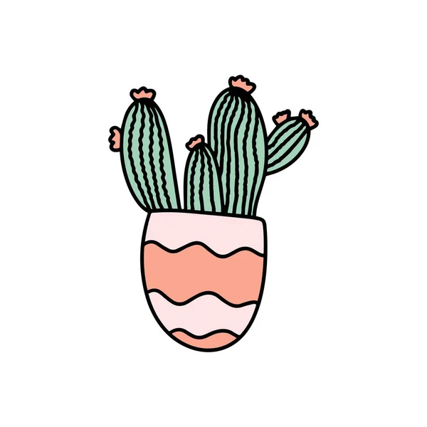 Niedlichen Cartoon Doodle Stil Kaktus Vektor Illustration — Stockvektor