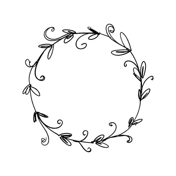 Cadre Floral Simple Dessiné Main Illustration Vectorielle — Image vectorielle
