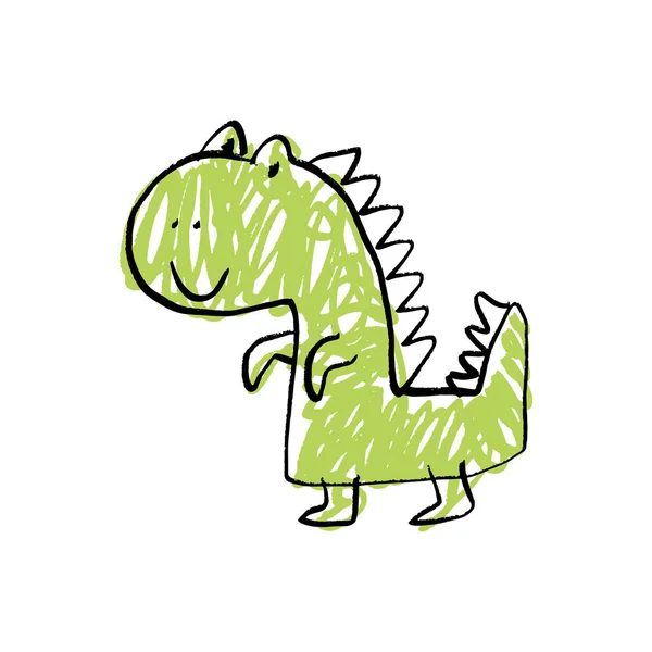 Doodle Zabawny Ładny Dinozaura Baby Stylowy Sztuka Przedszkola Tapeta Ilustracja — Wektor stockowy