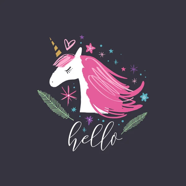 Image Vectorielle Jpg Clipart Détails Isolés Modifiables Tête Licorne Art — Image vectorielle