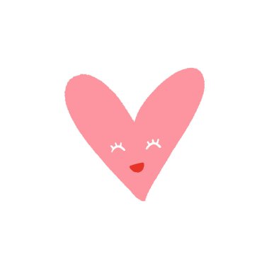 Elle çizilmiş kalp sevimli karakter etiket. Vektör çizim.