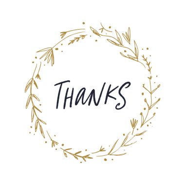 Boho çerçeve çiçek vektör ve teşekkür oturum açın. Beyaz arka planda, tek görüntü şablon.