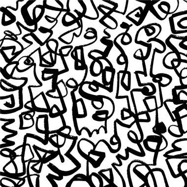 Basit siyah beyaz vektör el çizilmiş çizgiler desen, arka plan ile mürekkep şekillerini. Evrensel trendy kumaşlar için baskı ve diğer.