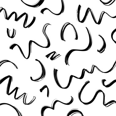 Basit siyah beyaz vektör el çizilmiş çizgiler desen, arka plan ile mürekkep şekillerini. Evrensel trendy kumaşlar için baskı ve diğer.